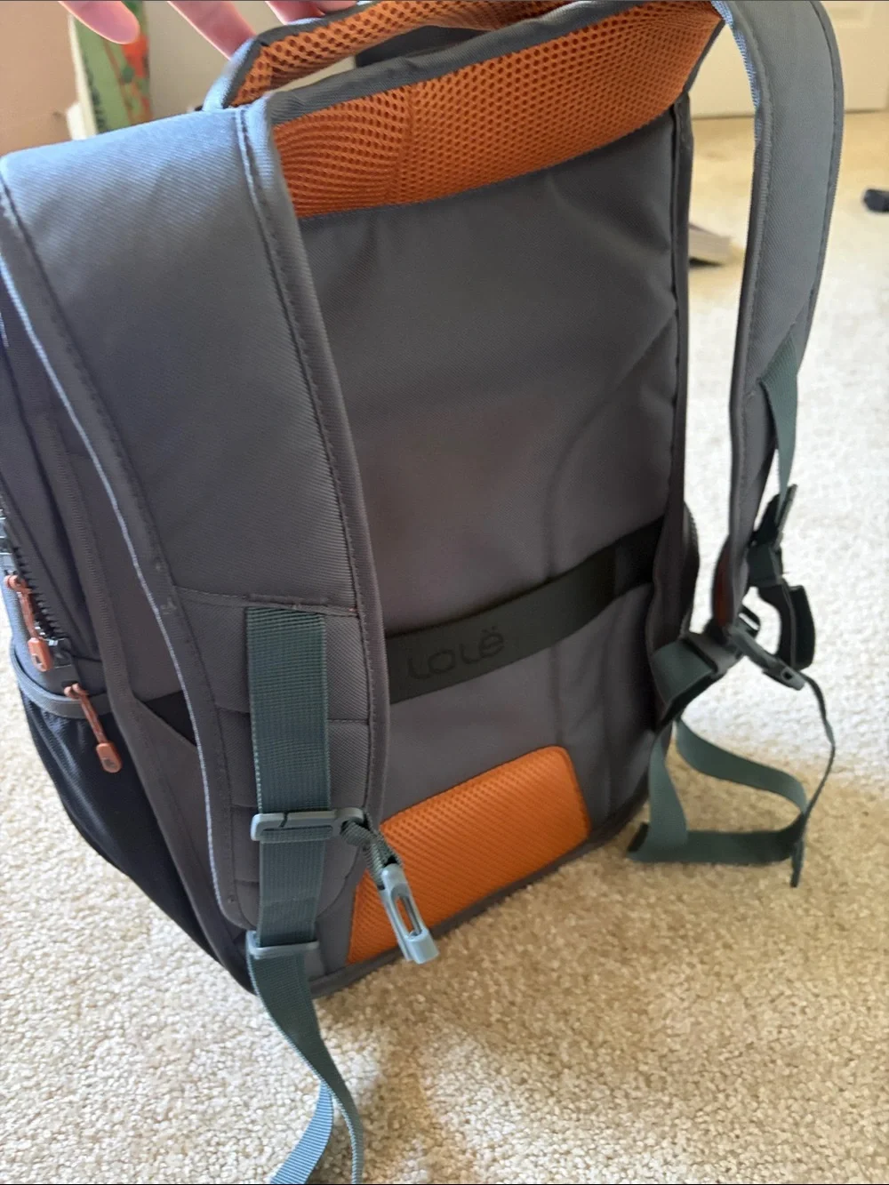 NEW LOLE Charcoal Backpack with Tan Accents